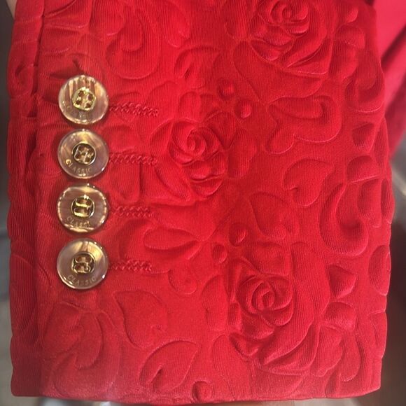 Men’s Slim Fit Red Floral 3 Piece Prom Party Tuxedo Suit 34 Jacket 31 Pants NEW - Picture 16 of 16